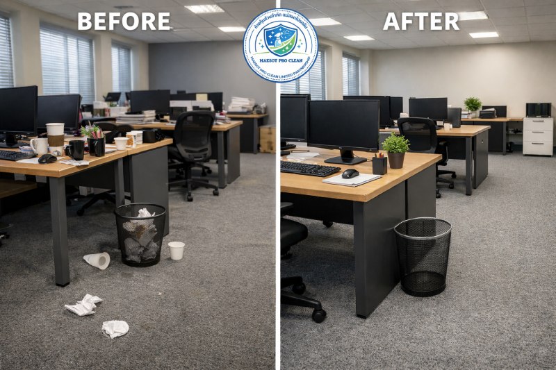 ภาพ Before After การทำความสะอาด ของพื้นที่ห้องสำนักงาน